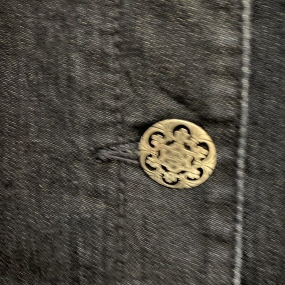Chicos Platinum Stretchjacket womens 3 black denim button Silver Embroidery 3793 - Picture 3 of 10
